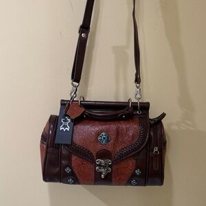 Elegant Brown mahogany & Turquoise HandBag Boho Crossbody women’s handbag